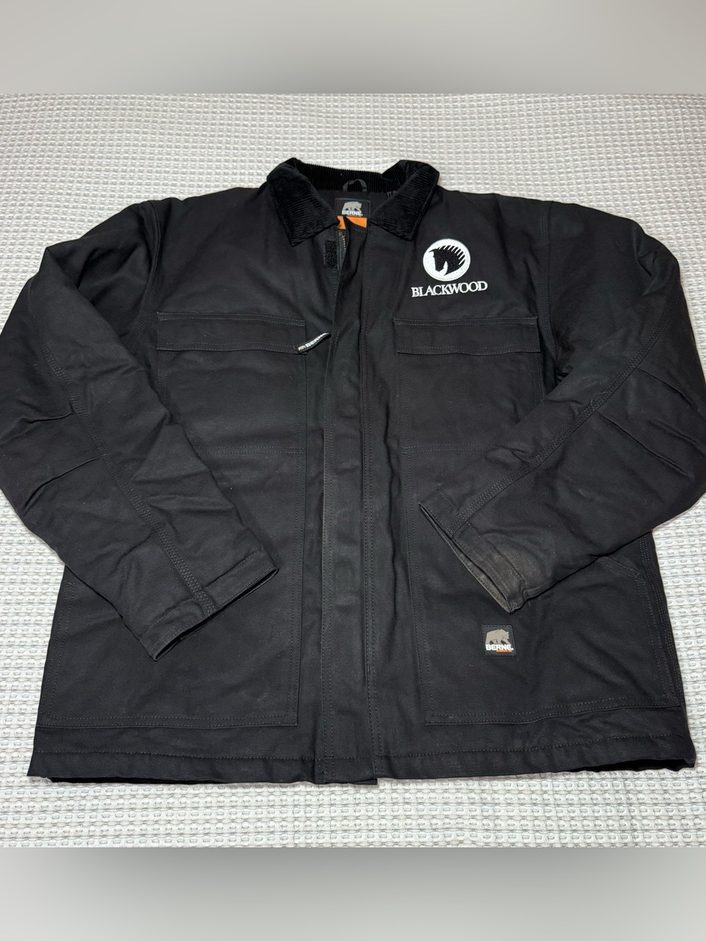 Men's Berne Heritage Chore Coat Black Size Large Heavy Winter Work Quilted Lined
